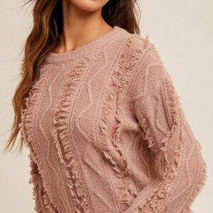 Blush pink cable-knit sweater - NWT